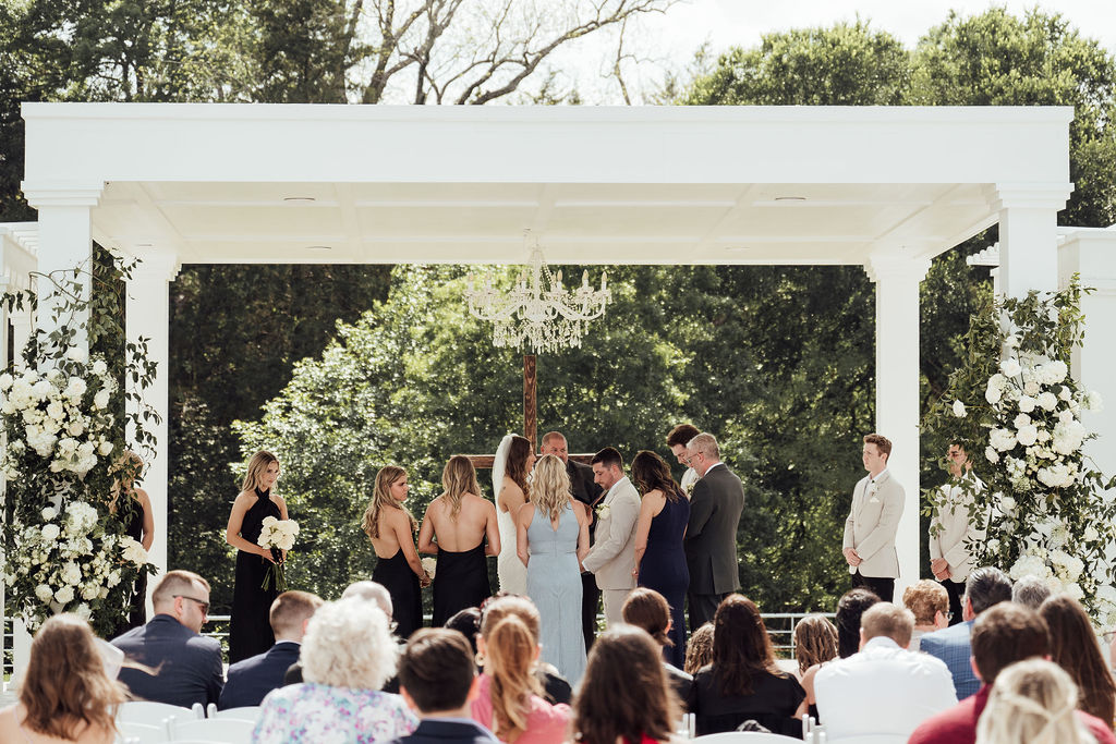 Couple standing to be wed